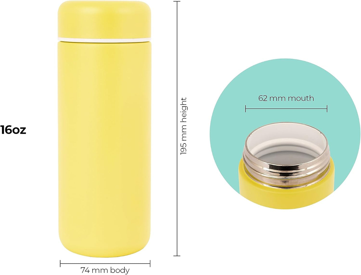 Vessel Ceramic Lined Travel Tumbler w/Splash Guard and Leak-Proof Lid (12oz, Sun Yellow)