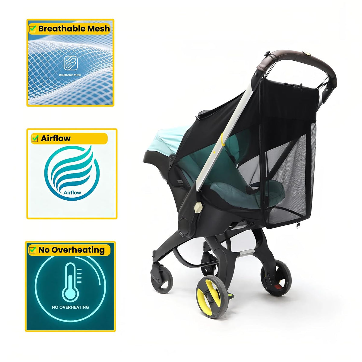 Sunshade Extension - Fits Doona Car Seat & Stroller, Easy Install Summer Baby Accessory | Compatible with Carseat | Car Seat Cover Attachment for Sun Protection