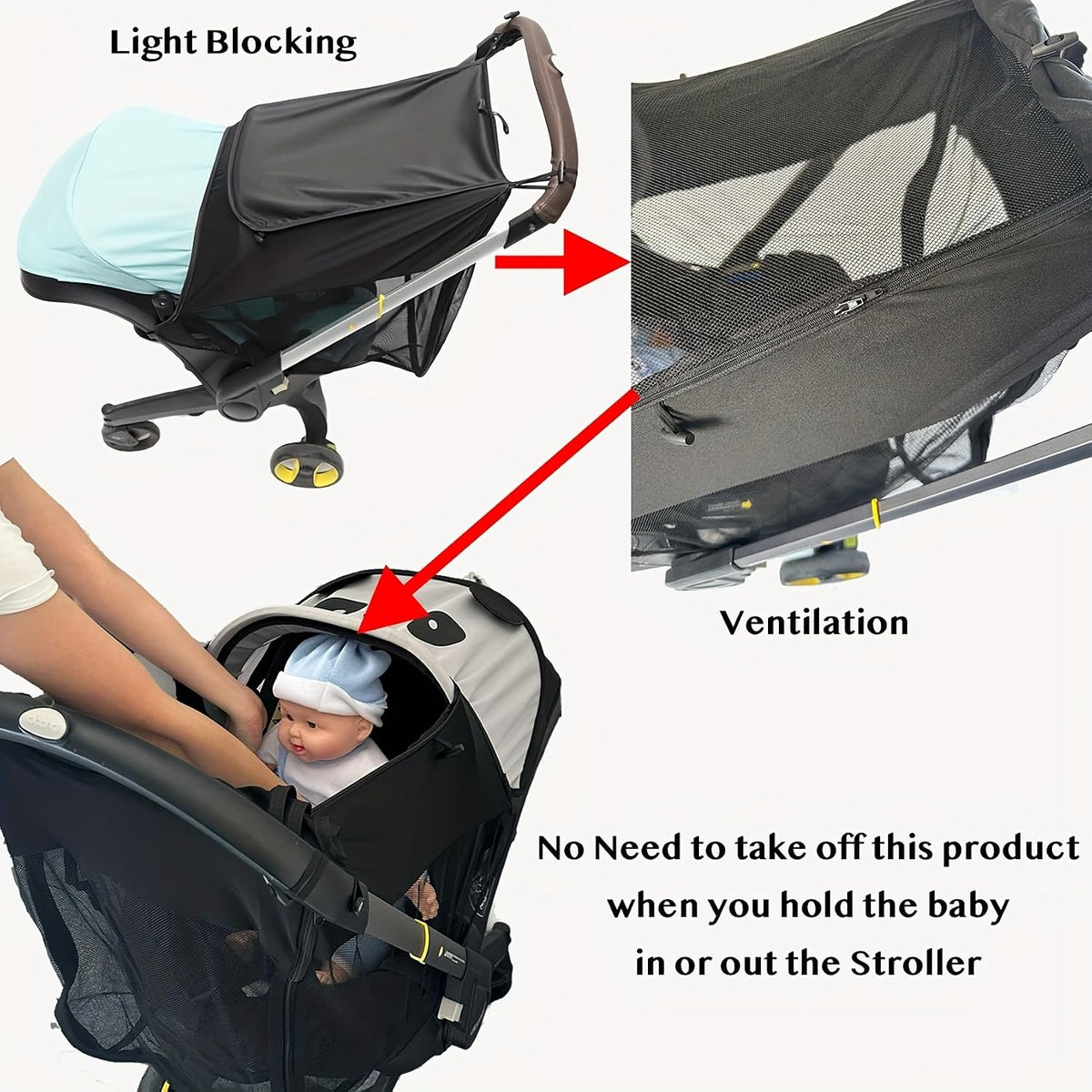 Sunshade Extension - Fits Doona Car Seat & Stroller, Easy Install Summer Baby Accessory | Compatible with Carseat | Car Seat Cover Attachment for Sun Protection