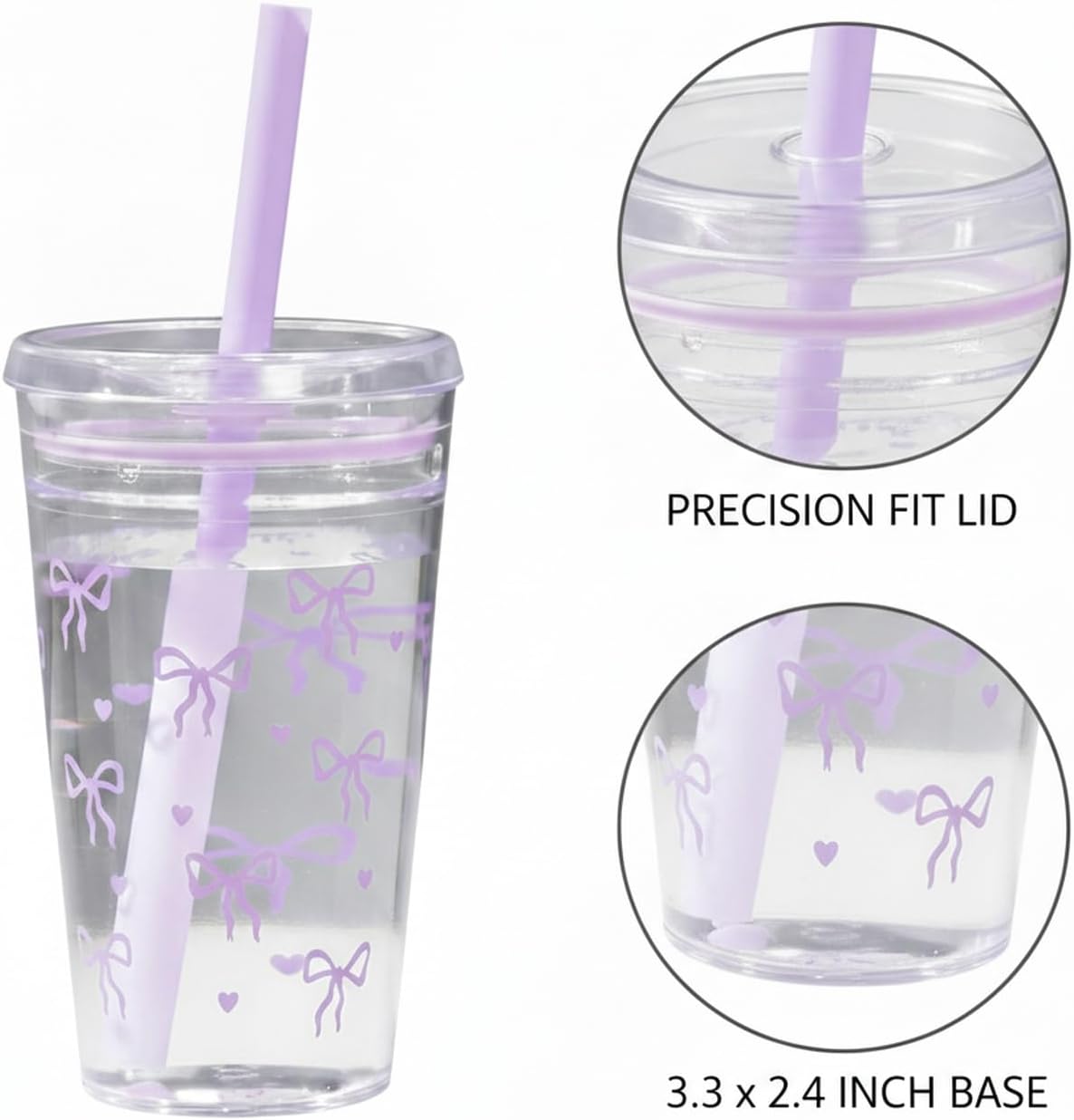 Plastic Straw Cup with Lid, 475ml Reusable Tumbler for Cold Beverages, Desk and Office Use (1 PC)