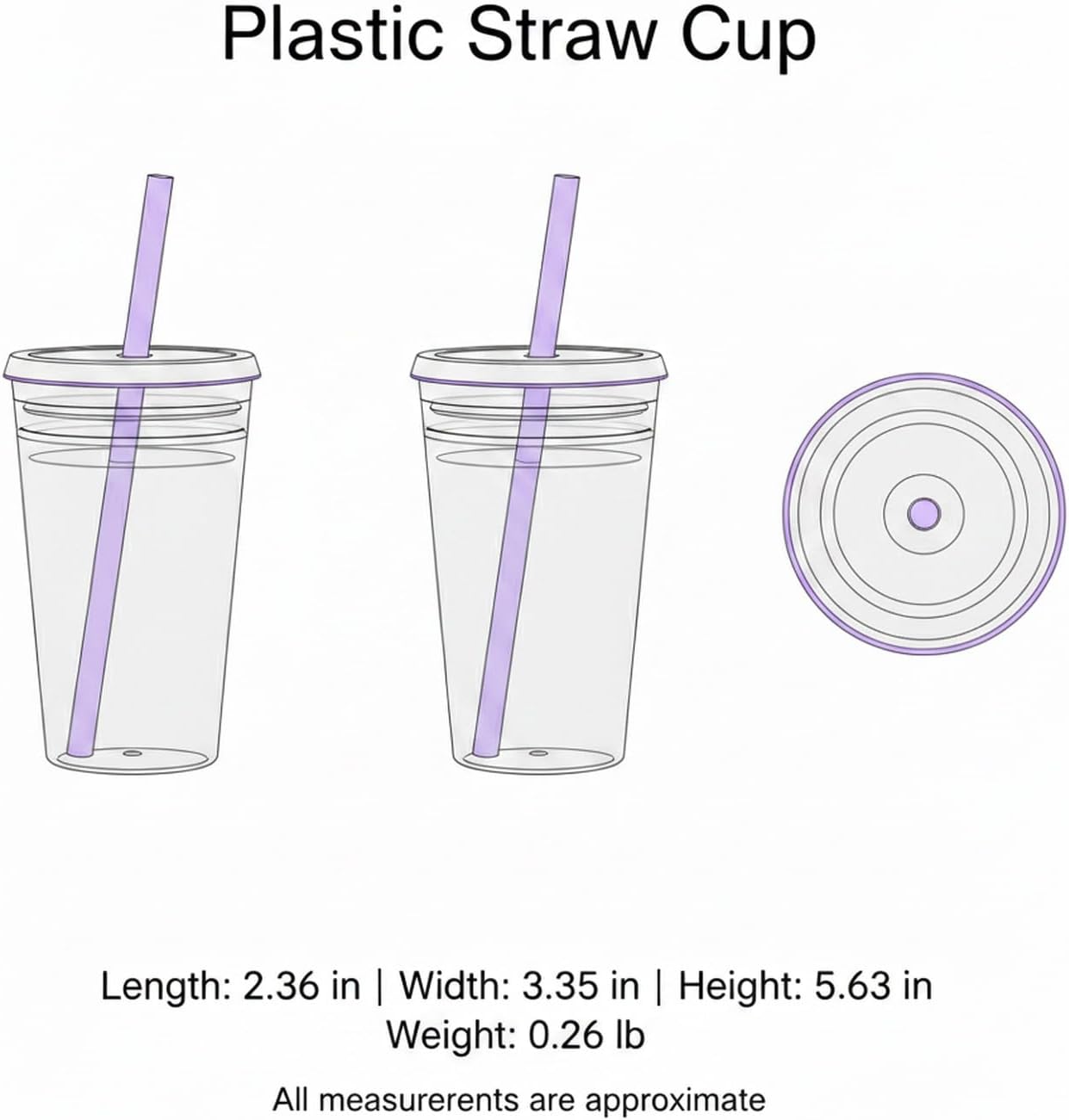 Plastic Straw Cup with Lid, 475ml Reusable Tumbler for Cold Beverages, Desk and Office Use (1 PC)