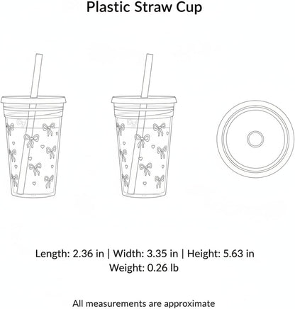 Plastic Straw Cup with Lid, 475ml Reusable Tumbler for Cold Beverages, Desk and Office Use (1 PC)