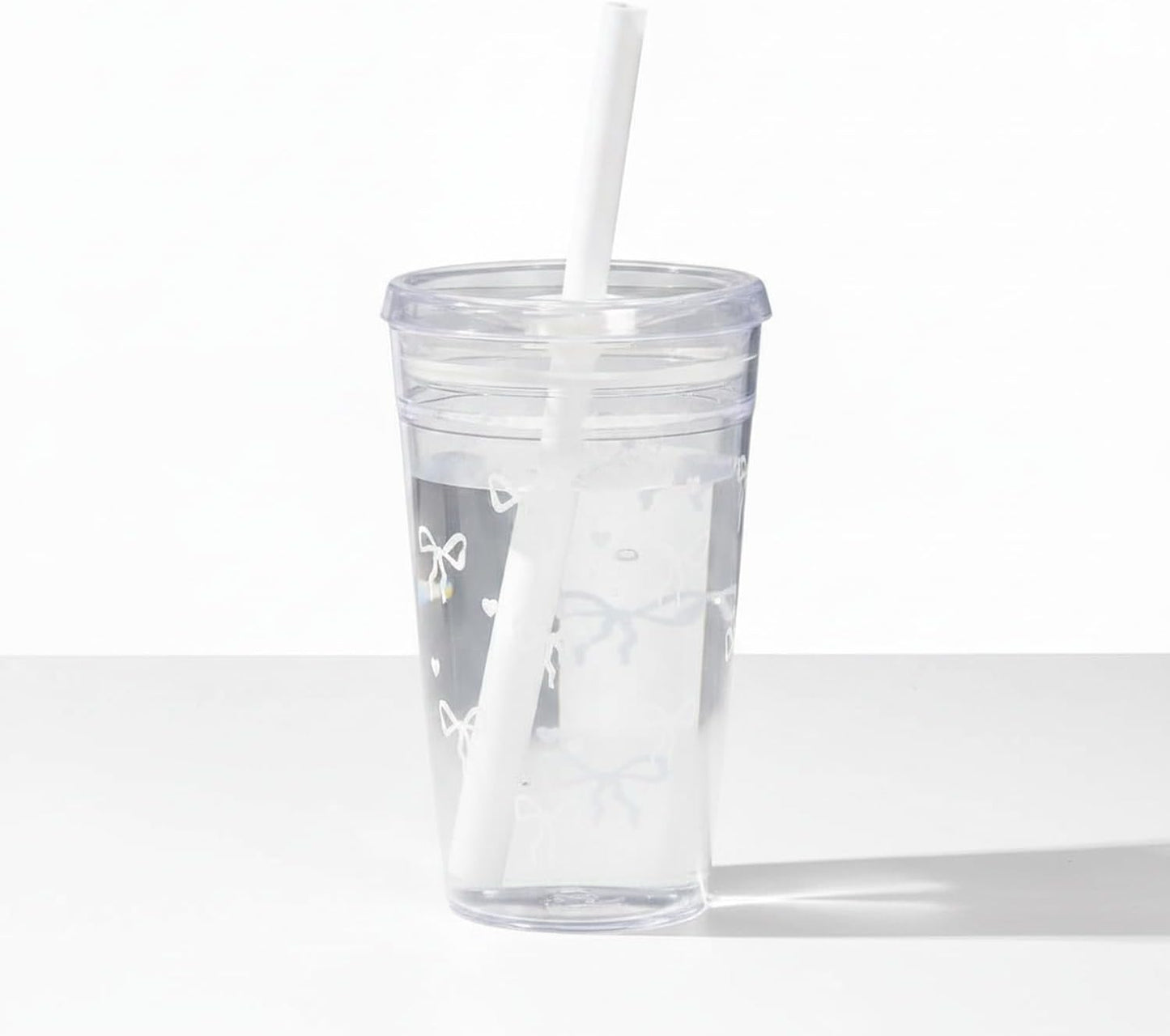 Plastic Straw Cup with Lid, 475ml Reusable Tumbler for Cold Beverages, Desk and Office Use (1 PC)