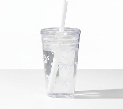 Plastic Straw Cup with Lid, 475ml Reusable Tumbler for Cold Beverages, Desk and Office Use (1 PC)