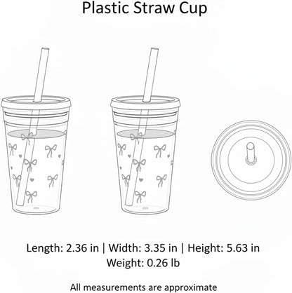 Plastic Straw Cup with Lid, 475ml Reusable Tumbler for Cold Beverages, Desk and Office Use (1 PC)