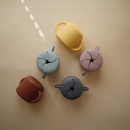 Silicone Snack Cup | Spill Proof Food Container (Whales)