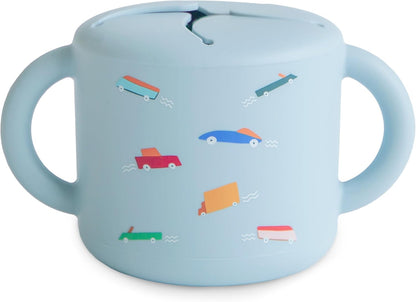 Silicone Snack Cup | Spill Proof Food Container (Whales)