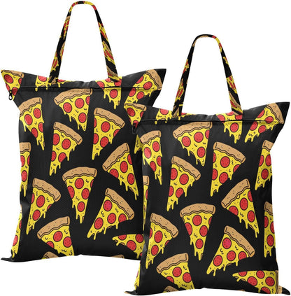 Pizza Black Waterproof Travel Laundry Bag Easy Care 2-pk