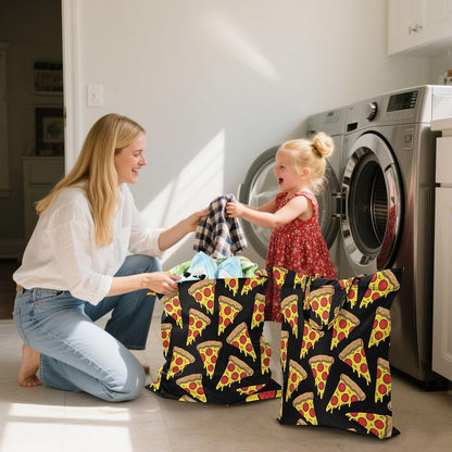 Pizza Black Waterproof Travel Laundry Bag Easy Care 2-pk