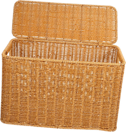 Portable Basket with Lid, Plastic Rectangular Organizer for Small Items