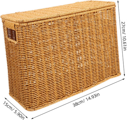 Portable Basket with Lid, Plastic Rectangular Organizer for Small Items
