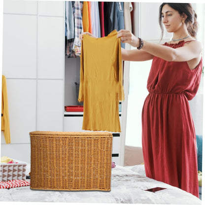 Portable Basket with Lid, Plastic Rectangular Organizer for Small Items