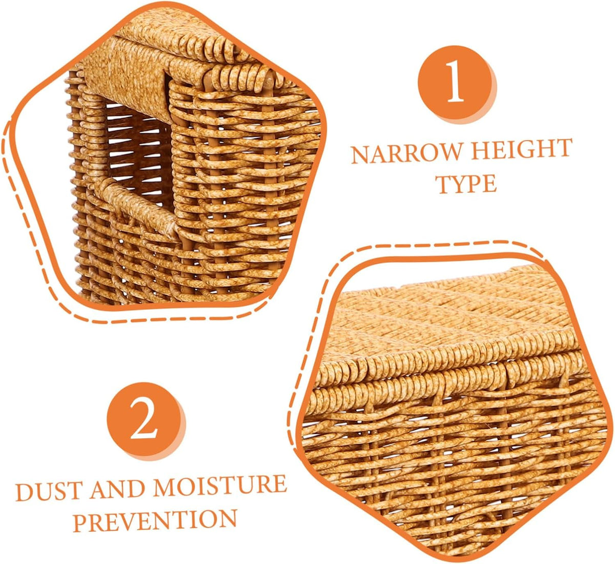 Portable Basket with Lid, Plastic Rectangular Organizer for Small Items