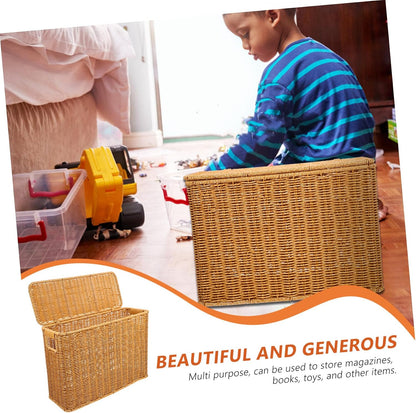 Portable Basket with Lid, Plastic Rectangular Organizer for Small Items