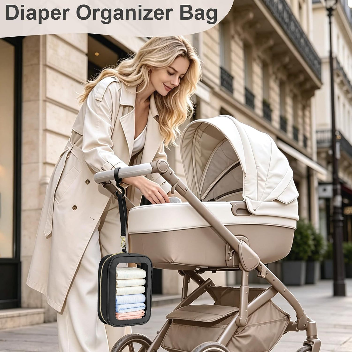 Clear Makeup Bags with Handles, TSA Approved Toiletry Bags, Diaper Bag Organizer Pouch, TPU Car Storage Organizer with Zippers, Waterproof Travel Organizer Bag for Women