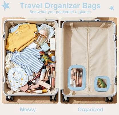 Clear Makeup Bags with Handles, TSA Approved Toiletry Bags, Diaper Bag Organizer Pouch, TPU Car Storage Organizer with Zippers, Waterproof Travel Organizer Bag for Women