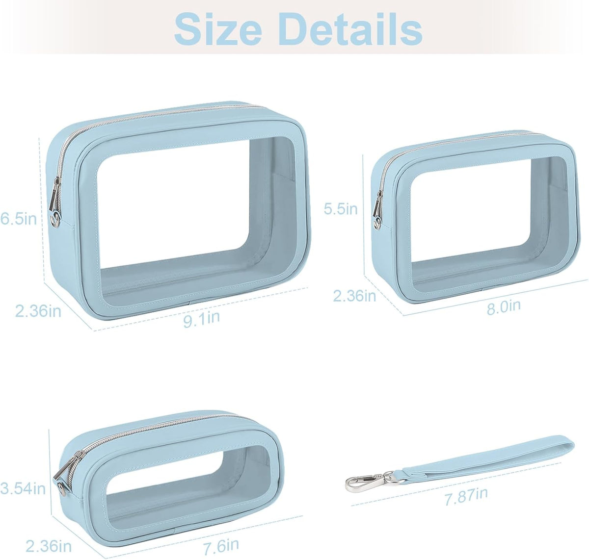 Clear Makeup Bags with Handles, TSA Approved Toiletry Bags, Diaper Bag Organizer Pouch, TPU Car Storage Organizer with Zippers, Waterproof Travel Organizer Bag for Women