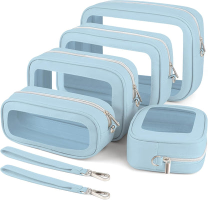 Clear Makeup Bags with Handles, TSA Approved Toiletry Bags, Diaper Bag Organizer Pouch, TPU Car Storage Organizer with Zippers, Waterproof Travel Organizer Bag for Women