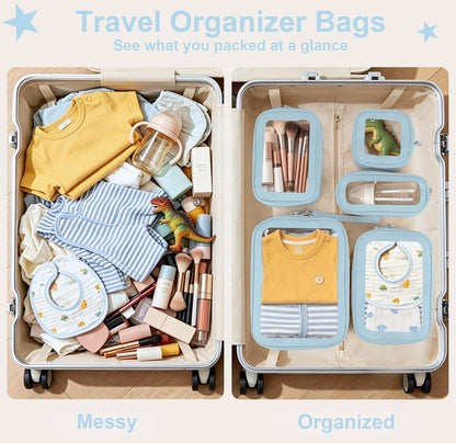 Clear Makeup Bags with Handles, TSA Approved Toiletry Bags, Diaper Bag Organizer Pouch, TPU Car Storage Organizer with Zippers, Waterproof Travel Organizer Bag for Women