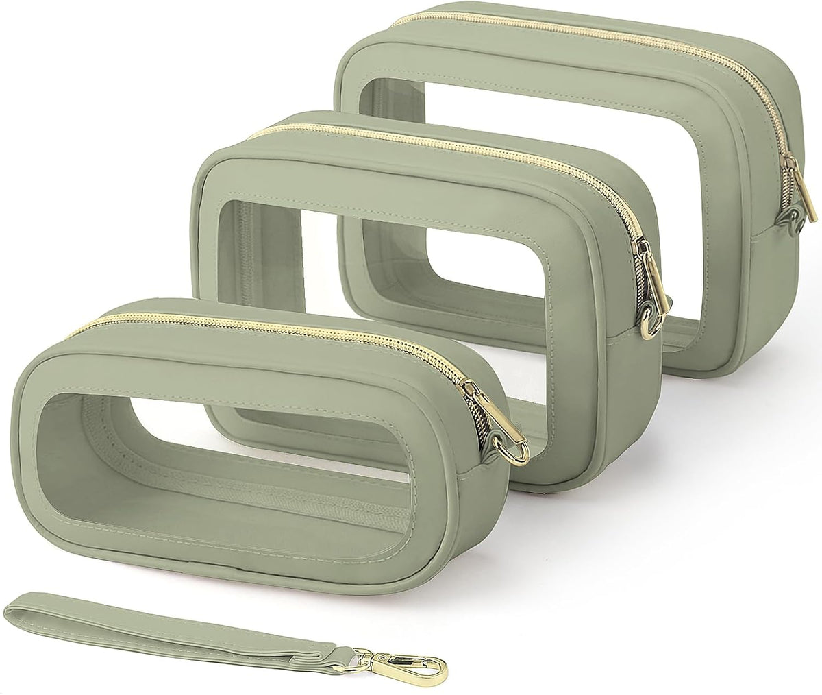 Clear Makeup Bags with Handles, TSA Approved Toiletry Bags, Diaper Bag Organizer Pouch, TPU Car Storage Organizer with Zippers, Waterproof Travel Organizer Bag for Women