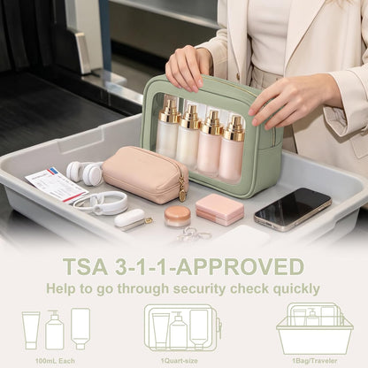Clear Makeup Bags with Handles, TSA Approved Toiletry Bags, Diaper Bag Organizer Pouch, TPU Car Storage Organizer with Zippers, Waterproof Travel Organizer Bag for Women