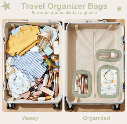 Clear Makeup Bags with Handles, TSA Approved Toiletry Bags, Diaper Bag Organizer Pouch, TPU Car Storage Organizer with Zippers, Waterproof Travel Organizer Bag for Women