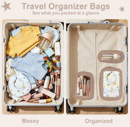 Clear Makeup Bags with Handles, TSA Approved Toiletry Bags, Diaper Bag Organizer Pouch, TPU Car Storage Organizer with Zippers, Waterproof Travel Organizer Bag for Women