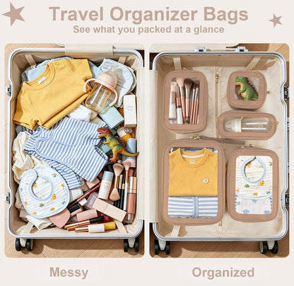 Clear Makeup Bags with Handles, TSA Approved Toiletry Bags, Diaper Bag Organizer Pouch, TPU Car Storage Organizer with Zippers, Waterproof Travel Organizer Bag for Women