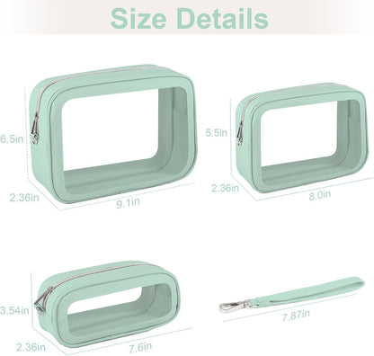 Clear Makeup Bags with Handles, TSA Approved Toiletry Bags, Diaper Bag Organizer Pouch, TPU Car Storage Organizer with Zippers, Waterproof Travel Organizer Bag for Women
