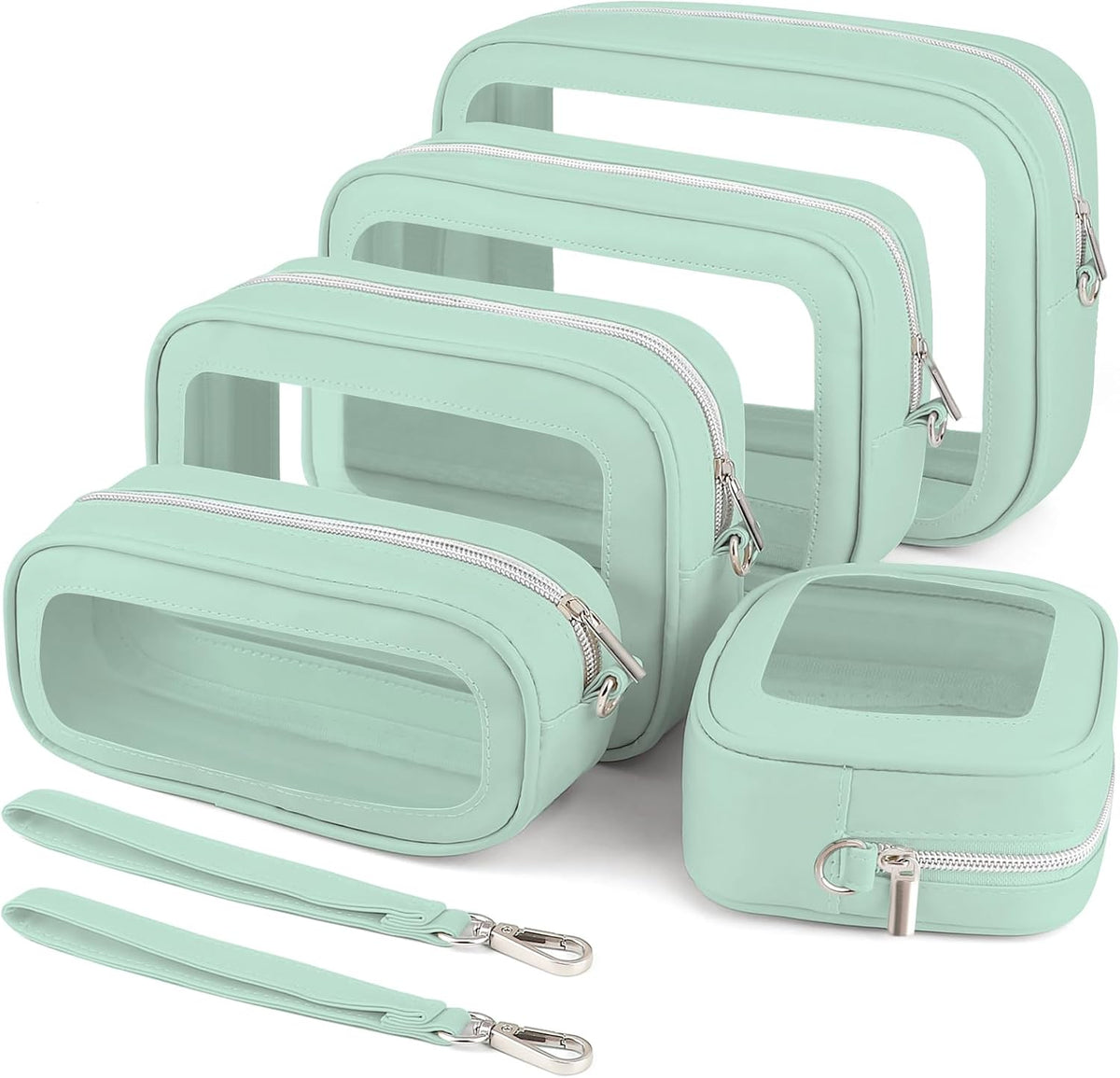 Clear Makeup Bags with Handles, TSA Approved Toiletry Bags, Diaper Bag Organizer Pouch, TPU Car Storage Organizer with Zippers, Waterproof Travel Organizer Bag for Women