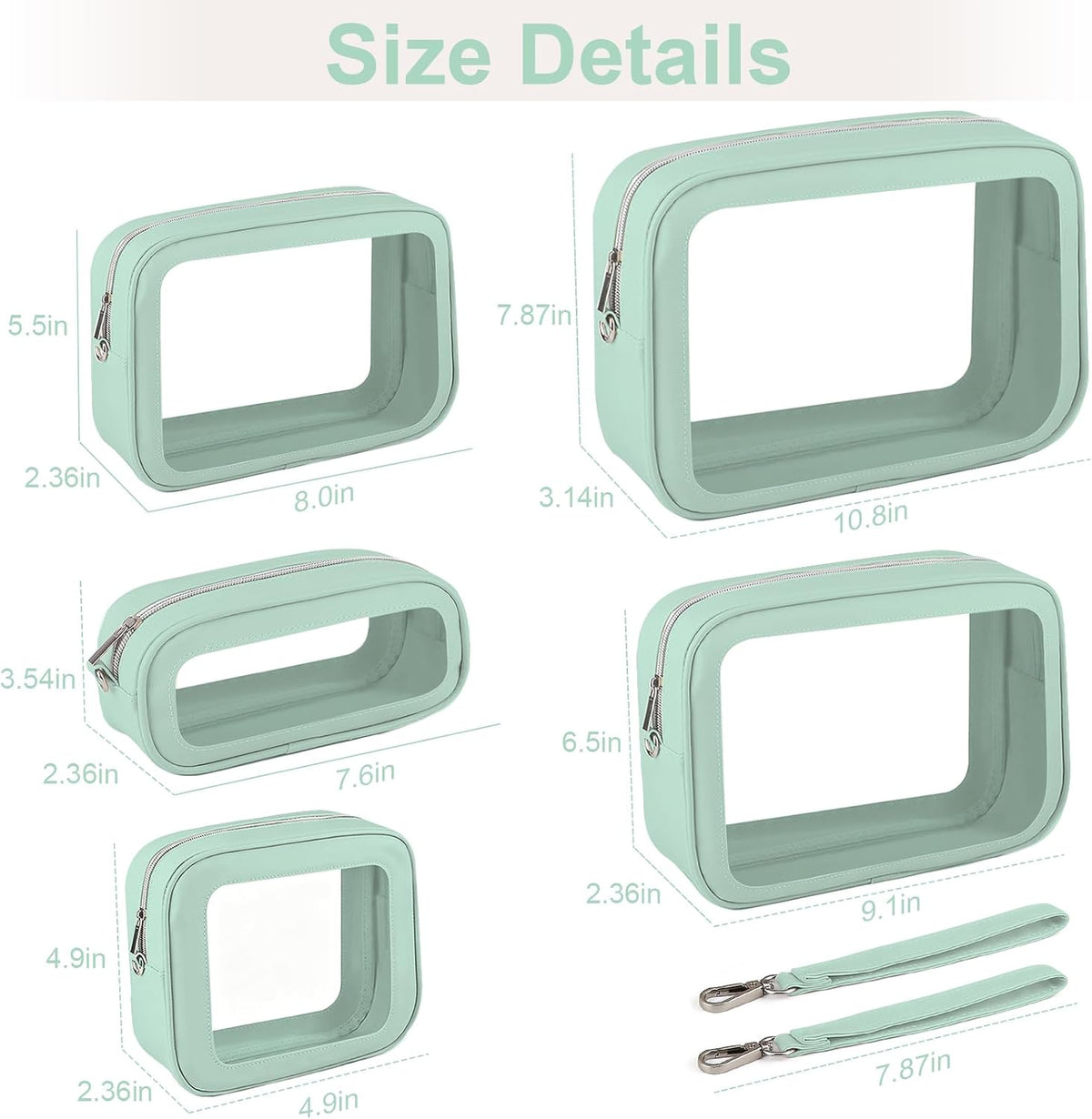 Clear Makeup Bags with Handles, TSA Approved Toiletry Bags, Diaper Bag Organizer Pouch, TPU Car Storage Organizer with Zippers, Waterproof Travel Organizer Bag for Women
