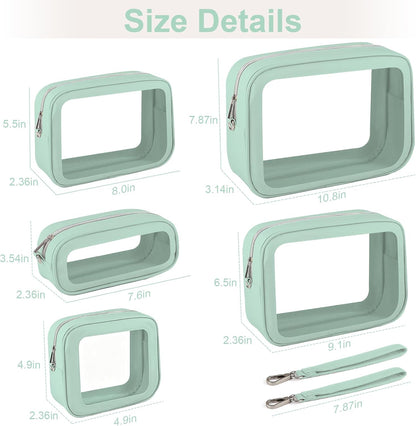 Clear Makeup Bags with Handles, TSA Approved Toiletry Bags, Diaper Bag Organizer Pouch, TPU Car Storage Organizer with Zippers, Waterproof Travel Organizer Bag for Women