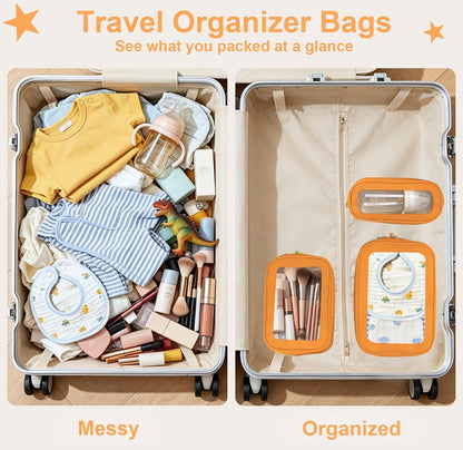 Clear Makeup Bags with Handles, TSA Approved Toiletry Bags, Diaper Bag Organizer Pouch, TPU Car Storage Organizer with Zippers, Waterproof Travel Organizer Bag for Women