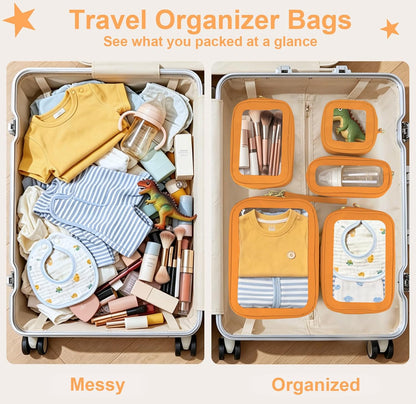 Clear Makeup Bags with Handles, TSA Approved Toiletry Bags, Diaper Bag Organizer Pouch, TPU Car Storage Organizer with Zippers, Waterproof Travel Organizer Bag for Women