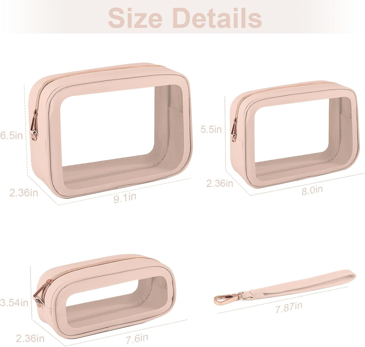 Clear Makeup Bags with Handles, TSA Approved Toiletry Bags, Diaper Bag Organizer Pouch, TPU Car Storage Organizer with Zippers, Waterproof Travel Organizer Bag for Women