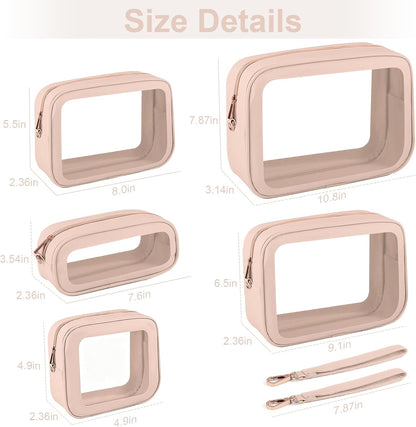 Clear Makeup Bags with Handles, TSA Approved Toiletry Bags, Diaper Bag Organizer Pouch, TPU Car Storage Organizer with Zippers, Waterproof Travel Organizer Bag for Women