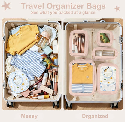 Clear Makeup Bags with Handles, TSA Approved Toiletry Bags, Diaper Bag Organizer Pouch, TPU Car Storage Organizer with Zippers, Waterproof Travel Organizer Bag for Women