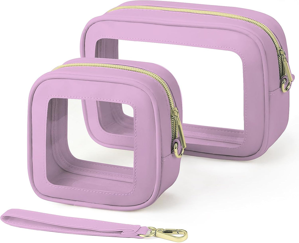 Clear Makeup Bags with Handles, TSA Approved Toiletry Bags, Diaper Bag Organizer Pouch, TPU Car Storage Organizer with Zippers, Waterproof Travel Organizer Bag for Women