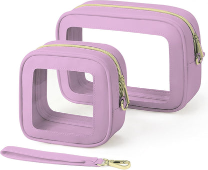 Clear Makeup Bags with Handles, TSA Approved Toiletry Bags, Diaper Bag Organizer Pouch, TPU Car Storage Organizer with Zippers, Waterproof Travel Organizer Bag for Women