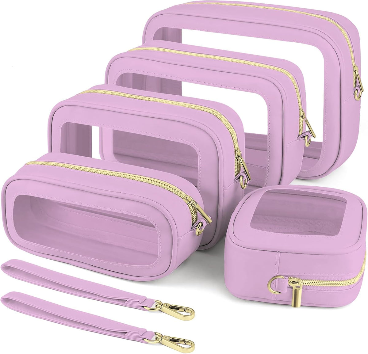Clear Makeup Bags with Handles, TSA Approved Toiletry Bags, Diaper Bag Organizer Pouch, TPU Car Storage Organizer with Zippers, Waterproof Travel Organizer Bag for Women