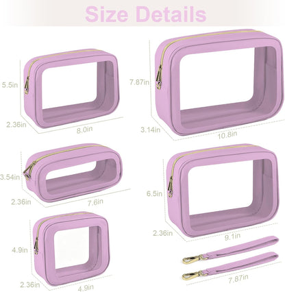 Clear Makeup Bags with Handles, TSA Approved Toiletry Bags, Diaper Bag Organizer Pouch, TPU Car Storage Organizer with Zippers, Waterproof Travel Organizer Bag for Women