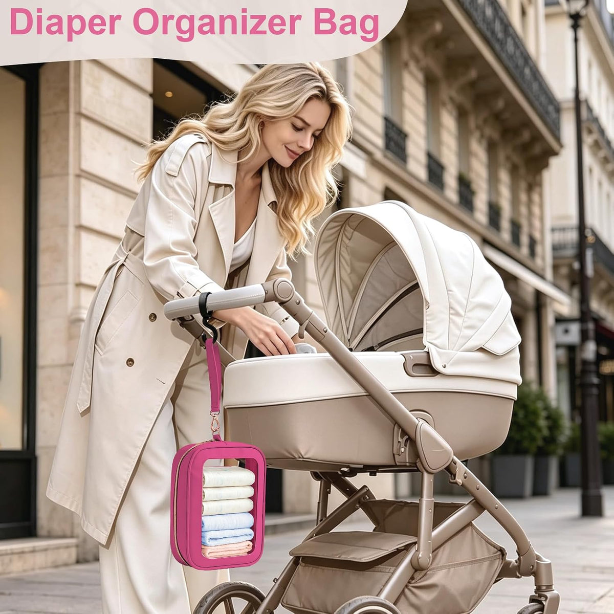 Clear Makeup Bags with Handles, TSA Approved Toiletry Bags, Diaper Bag Organizer Pouch, TPU Car Storage Organizer with Zippers, Waterproof Travel Organizer Bag for Women
