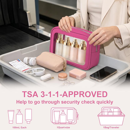 Clear Makeup Bags with Handles, TSA Approved Toiletry Bags, Diaper Bag Organizer Pouch, TPU Car Storage Organizer with Zippers, Waterproof Travel Organizer Bag for Women