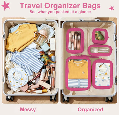 Clear Makeup Bags with Handles, TSA Approved Toiletry Bags, Diaper Bag Organizer Pouch, TPU Car Storage Organizer with Zippers, Waterproof Travel Organizer Bag for Women