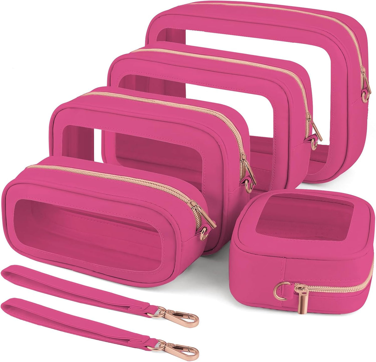 Clear Makeup Bags with Handles, TSA Approved Toiletry Bags, Diaper Bag Organizer Pouch, TPU Car Storage Organizer with Zippers, Waterproof Travel Organizer Bag for Women