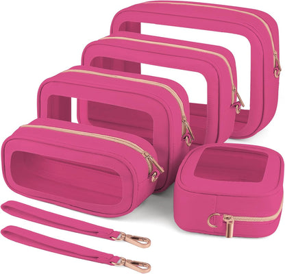 Clear Makeup Bags with Handles, TSA Approved Toiletry Bags, Diaper Bag Organizer Pouch, TPU Car Storage Organizer with Zippers, Waterproof Travel Organizer Bag for Women