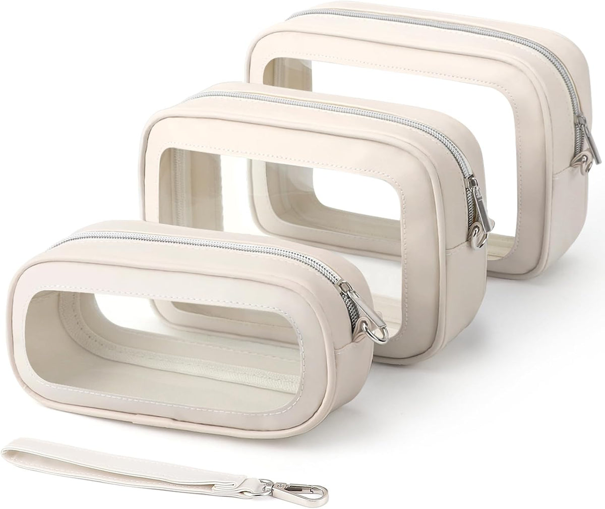 Clear Makeup Bags with Handles, TSA Approved Toiletry Bags, Diaper Bag Organizer Pouch, TPU Car Storage Organizer with Zippers, Waterproof Travel Organizer Bag for Women