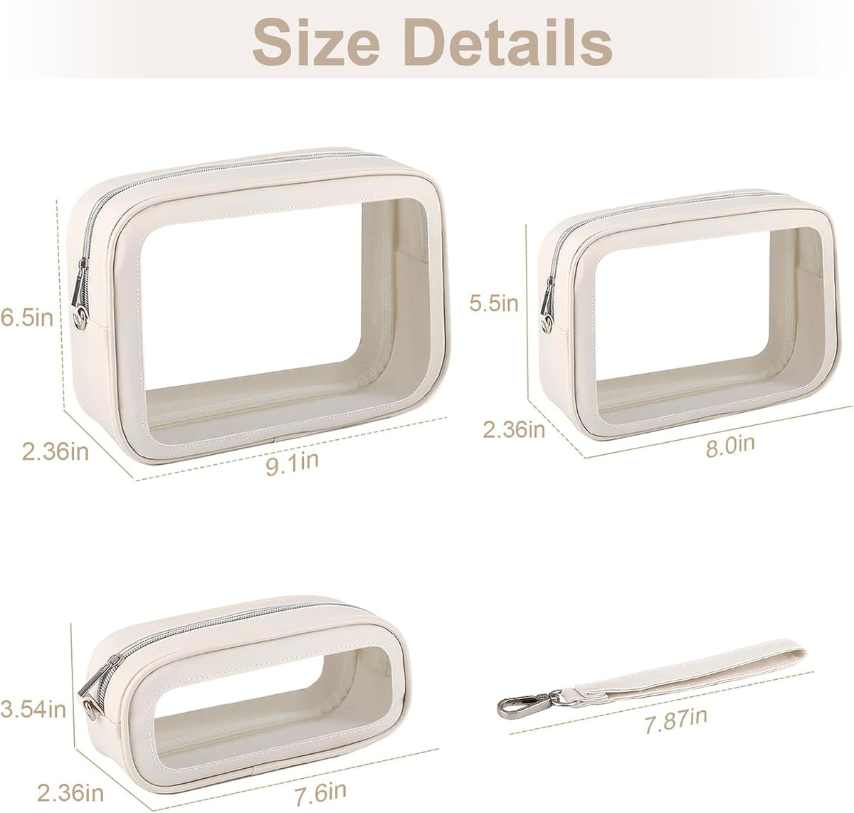 Clear Makeup Bags with Handles, TSA Approved Toiletry Bags, Diaper Bag Organizer Pouch, TPU Car Storage Organizer with Zippers, Waterproof Travel Organizer Bag for Women