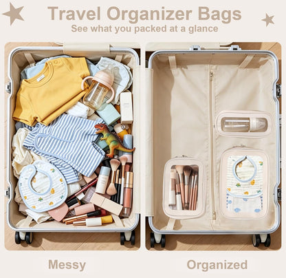 Clear Makeup Bags with Handles, TSA Approved Toiletry Bags, Diaper Bag Organizer Pouch, TPU Car Storage Organizer with Zippers, Waterproof Travel Organizer Bag for Women