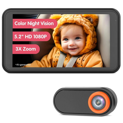 BM2 Baby Car Camera, 5.2" 1080P Rear Seat Monitor